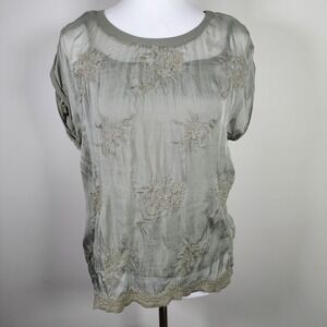 Angela Moda Silk Blend Top Womens Small Floral Fairy Y2K‎ Dainty Made in Italy